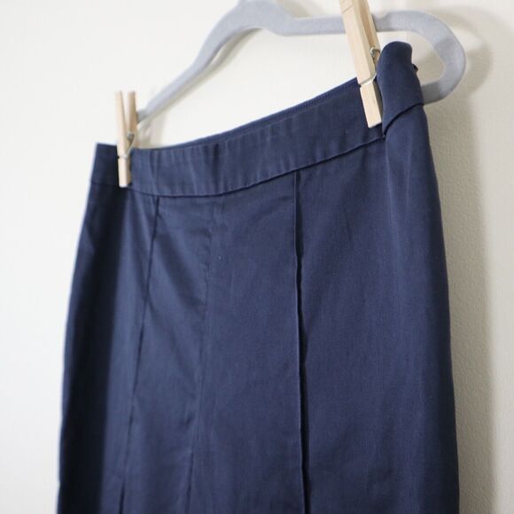 Max Mara US 6 Seam Flat Front Slim Leg Pants Navy Blue Size Zip - Picture 4 of 10